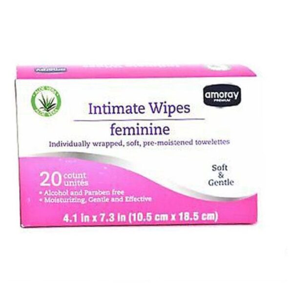 Amoray Premium Intimate Wipes Feminine 20 Count