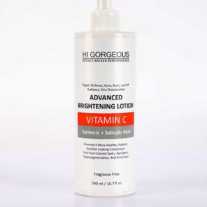 HI GORGEOUS ADVANCED BRIGHTENING LOTION VITAMIN C TURMERIC + SALICYLIC ACID 500ML