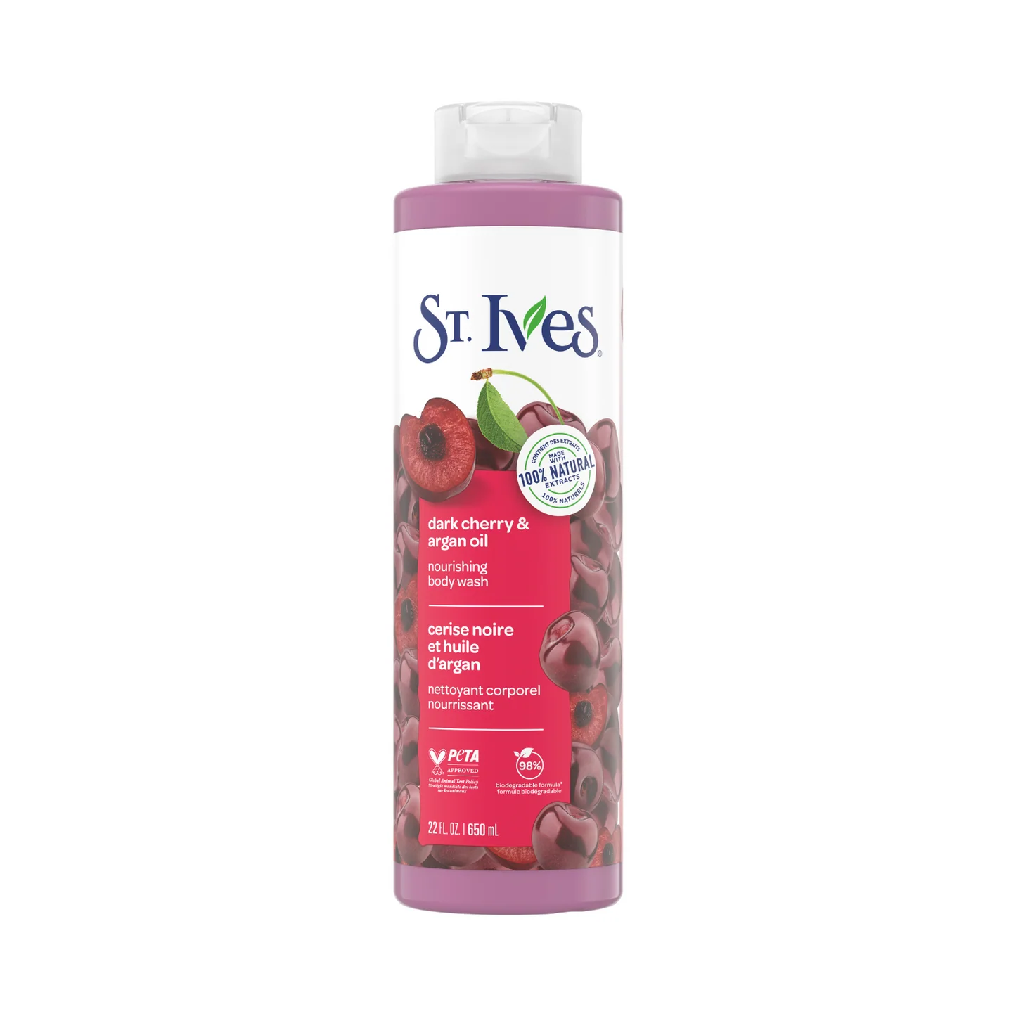 ST IVES DARK CHERRY & ARGAN OIL NOURISHING BODY WASH 650ML